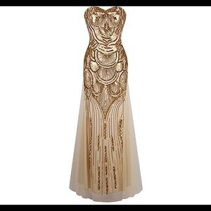 Bronze Gold Evening Gown.